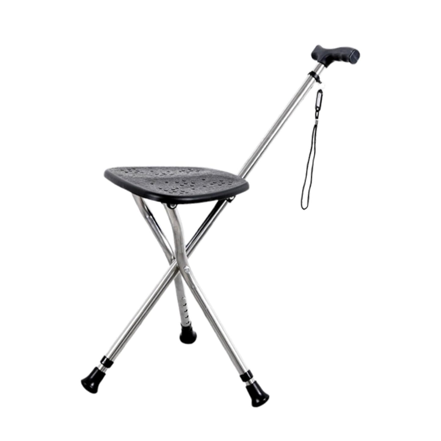 Crossing Foldable Walking Stick With Seat Hiking Crutches Stool, Height Adjustment, T-Handle, Non-Slip, Portable Folding Cane Chairs for Seniors