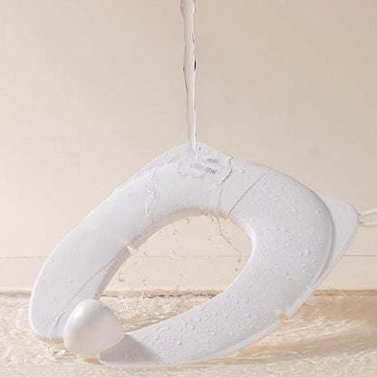 Foldable Toilet Training Children Cream White Toilet Seat Children for On the Go with Splash Guard and Hook, Kid Travel Use
