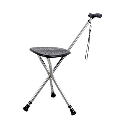 Crossing Foldable Walking Stick With Seat Hiking Crutches Stool, Height Adjustment, T-Handle, Non-Slip, Portable Folding Cane Chairs for Seniors