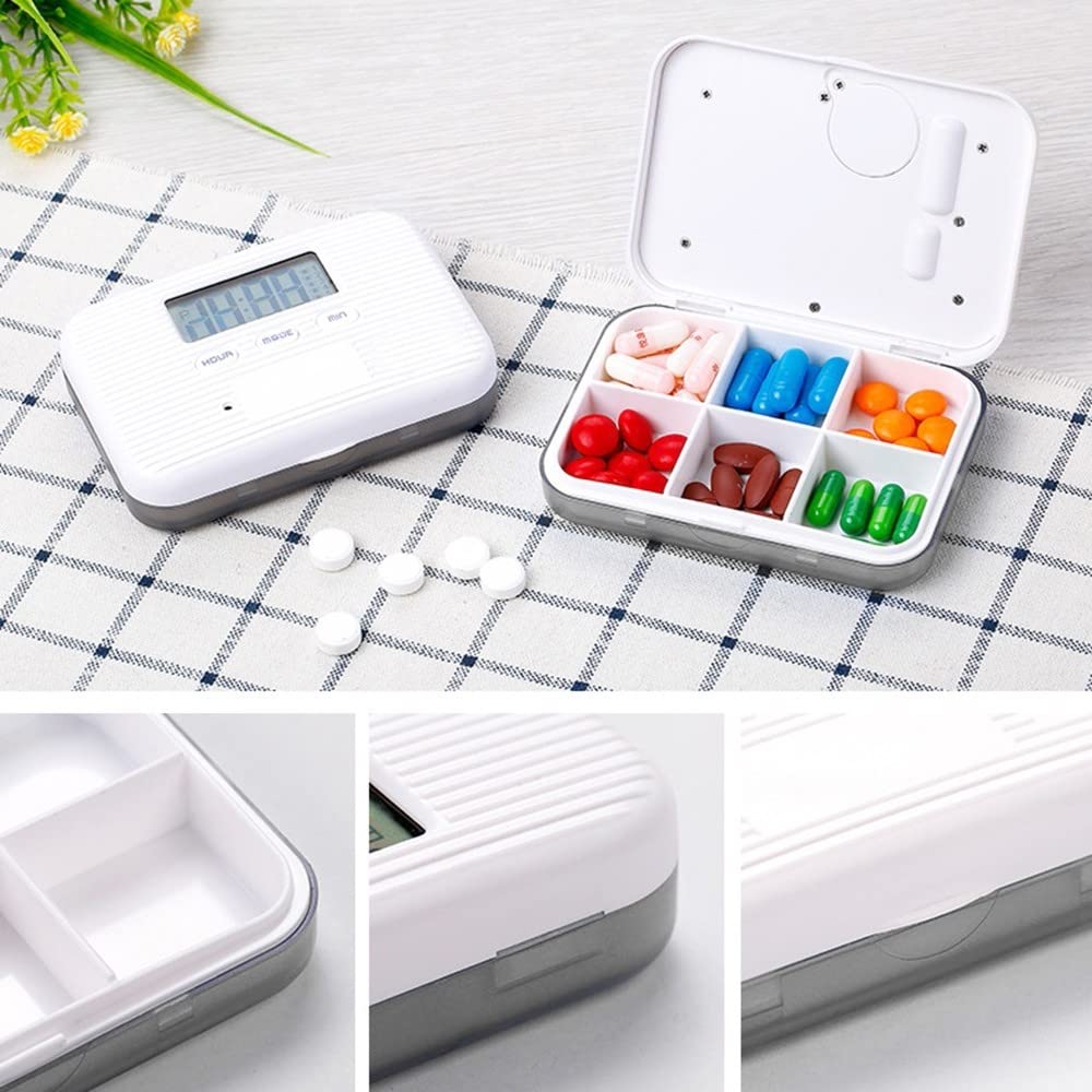 Pill Timer,Electronic Pill Dispenser Digital Pill Organizer Medication Organizer Automatic Alarm Reminder for Travel Home Use