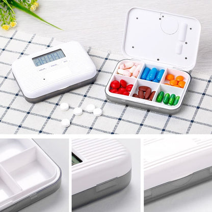 Pill Timer,Electronic Pill Dispenser Digital Pill Organizer Medication Organizer Automatic Alarm Reminder for Travel Home Use