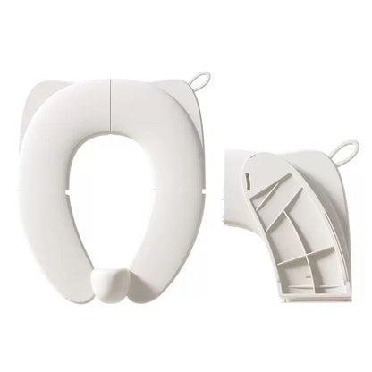 Foldable Toilet Training Children Cream White Toilet Seat Children for On the Go with Splash Guard and Hook, Kid Travel Use