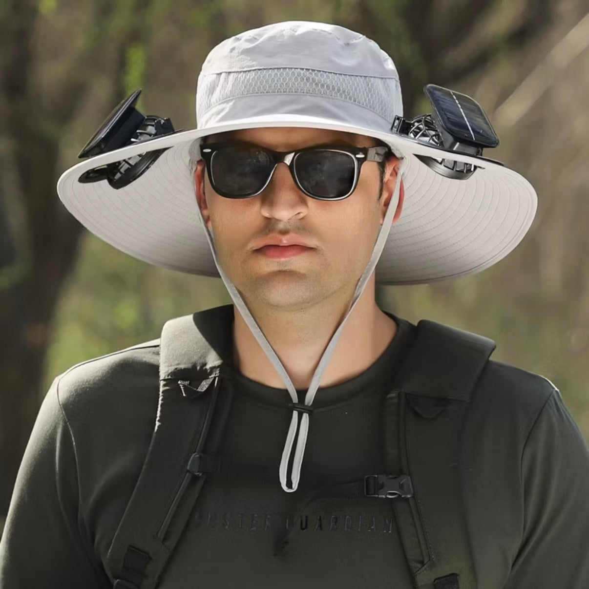 Solar Fan Bucket Hat with Dual Solar Fans Camping Outdoor Sun Protection UV Protection Fishing Hat