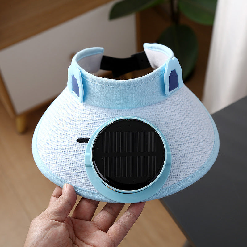 Kids' Summer Cartoon Characters UV Protection Visor Hat with Solar Fan