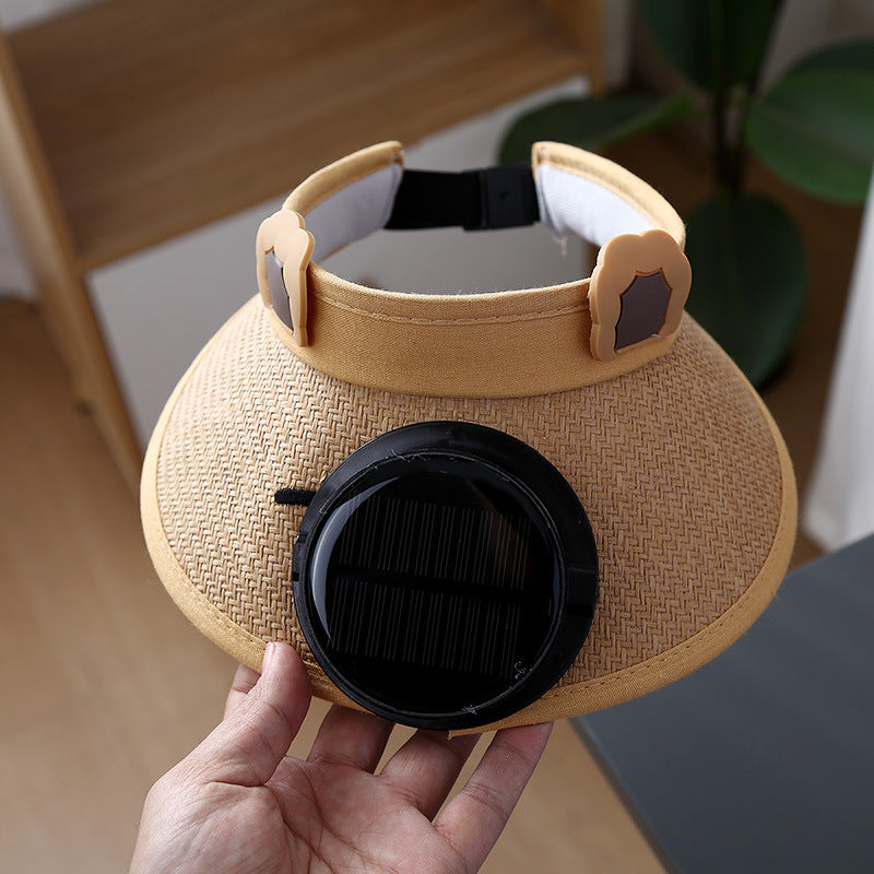 Kids' Summer Cartoon Characters UV Protection Visor Hat with Solar Fan