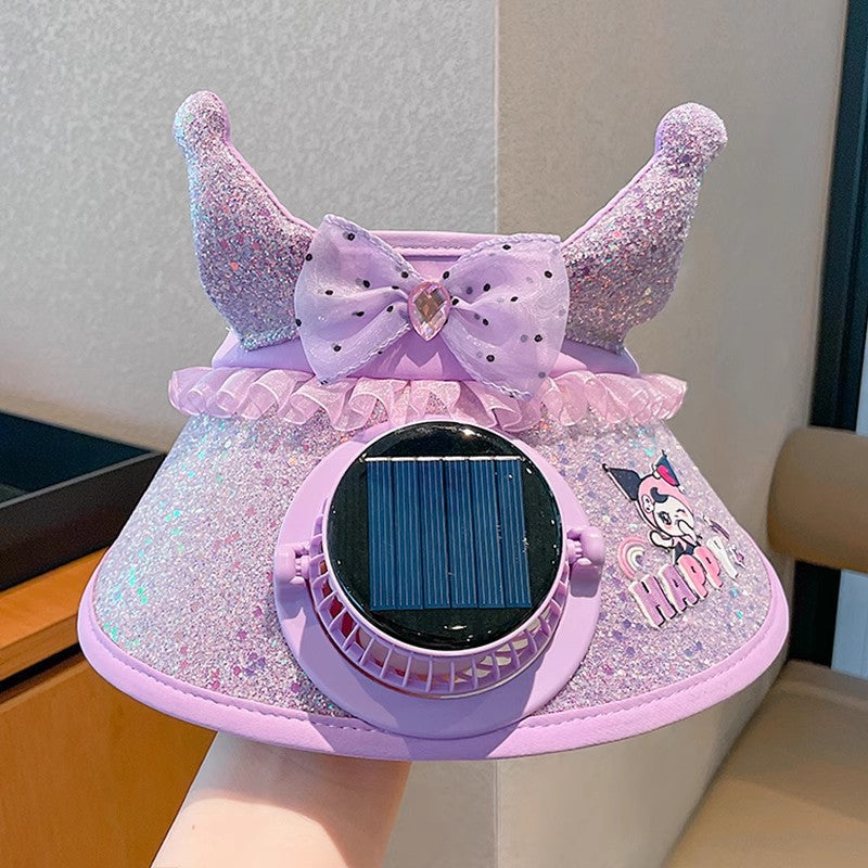 Kids' Summer Cartoon Characters UV Protection Visor Hat with Solar Fan