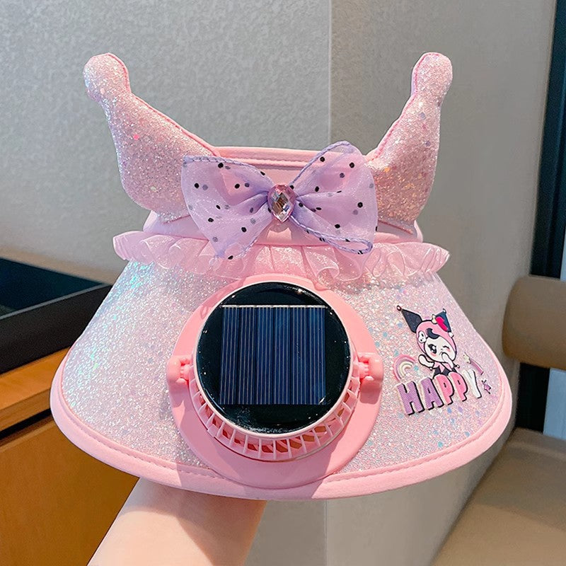Kids' Summer Cartoon Characters UV Protection Visor Hat with Solar Fan