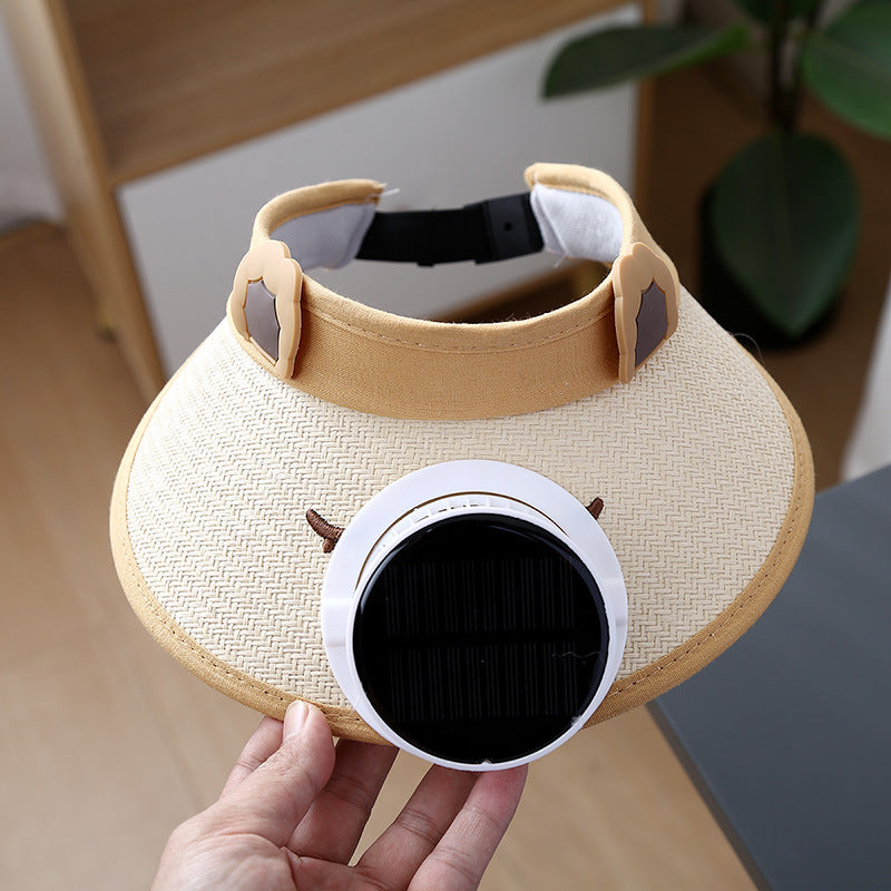 Kids' Summer Cartoon Characters UV Protection Visor Hat with Solar Fan