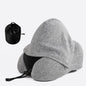 Neck Protection Memory Foam Headrest Pillow U-shaped Travel Pillow with Buckle and Hood