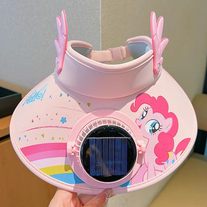 Kids' Summer Cartoon Characters UV Protection Visor Hat with Solar Fan