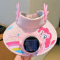 Kids' Summer Cartoon Characters UV Protection Visor Hat with Solar Fan