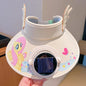 Kids' Summer Cartoon Characters UV Protection Visor Hat with Solar Fan