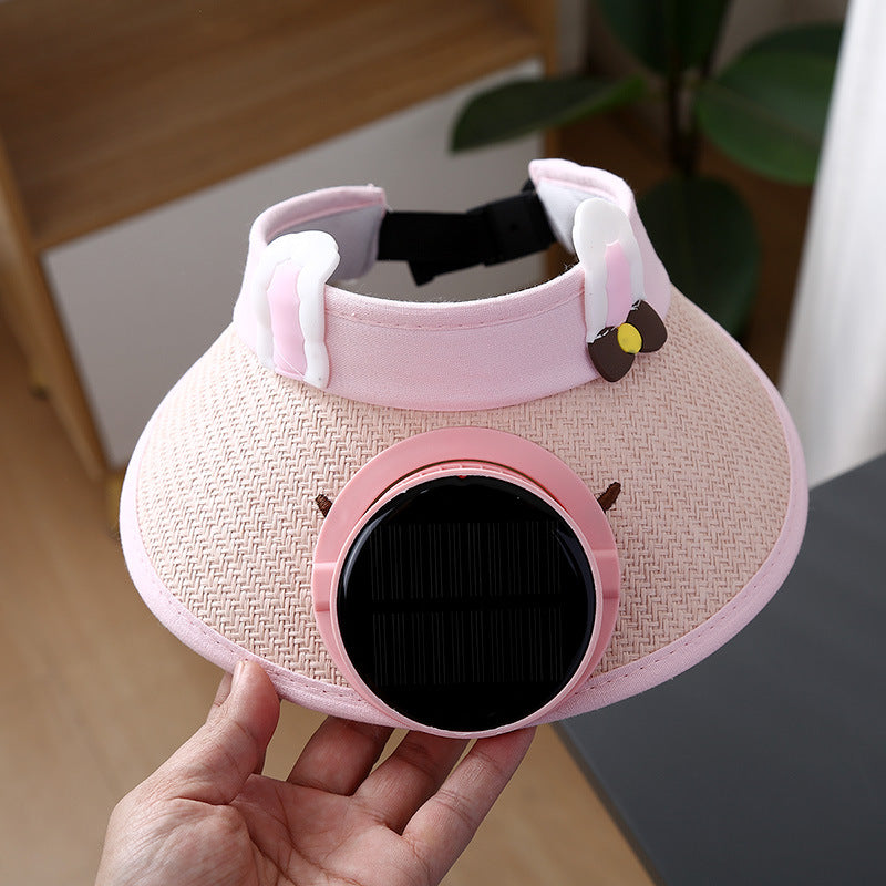 Kids' Summer Cartoon Characters UV Protection Visor Hat with Solar Fan